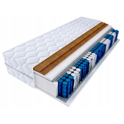 Materac DOUBLE HARD 90x200 kieszeniowy 2x kokos 20 cm H3 H5 twardy komfortowy pokrowiec zdejmowany